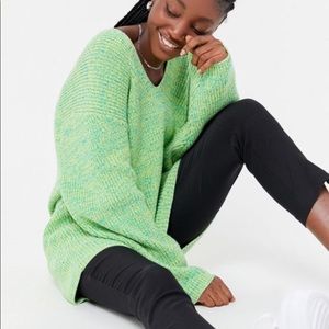 Victoria Oversized V-neck Sweater- Green
